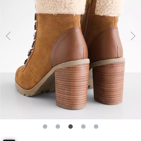 Crevo LEATHER suede fleece lace up combat boots bootie - Picture 4 of 5